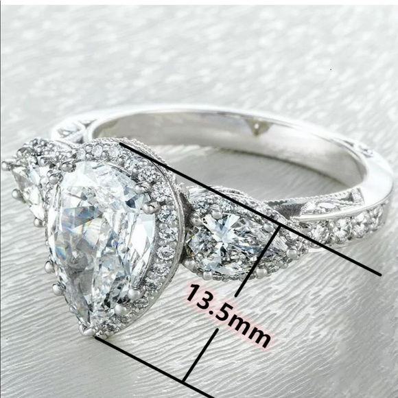 Wedding bridal pear shaped engagement ring SZ 8 - Picture 2 of 4